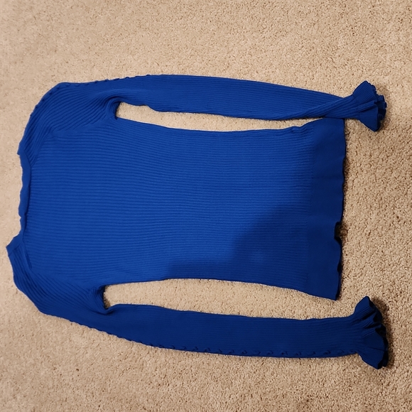 Ann Taylor Ribbed Ruffle Cuff Crew Neck Sweater - Picture 9 of 11